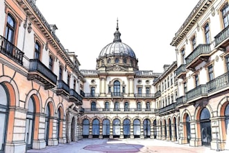 draw an architectural digital marker or watercolor sketches