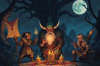 draw a dnd party art and d and d character for you