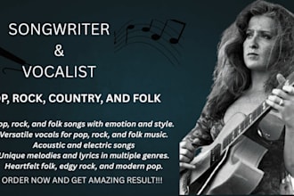 be your pro female garage, glam, progressive rock, metal vocalist
