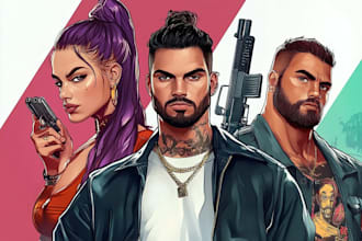 make semi realist gta style character design for your game