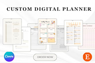 create digital planner template and digital journal for etsy