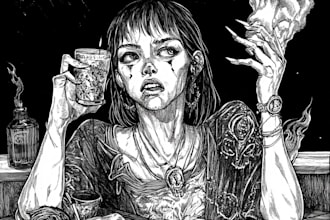 draw black and white ink and pencil illustration