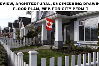 review, architectural, engineering drawing, floor plan, mep, for city permit