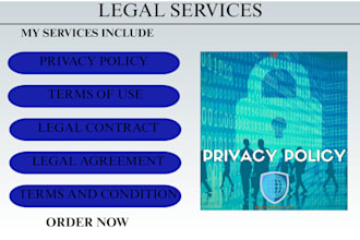 write privacy policies, nda and gdpr ready terms and conditions, legal contract