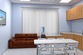 design 3d office interior coworking open space office break room