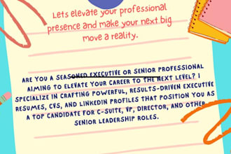 executive resume, cv, linkedin profile tailored for senior leadership roles