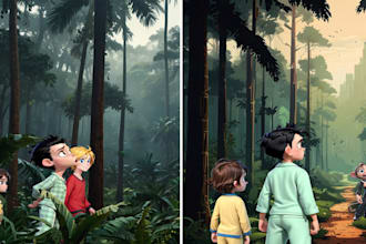 draw 2d 3d ai realistic character design for children story book illustration