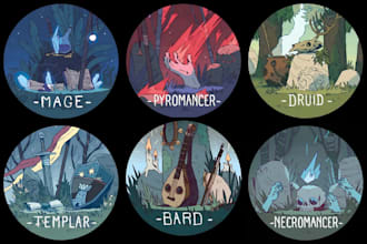 design fantasy, medieval or modern characters with scenes or story backgrounds