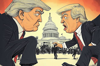 create a political cartoon or editorial illustration