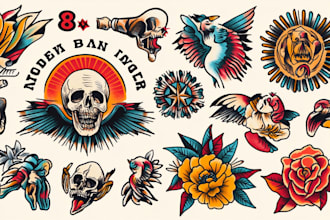 create any design in traditional tattoo or old school style