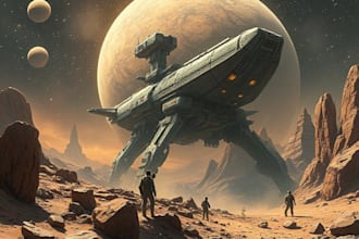 design a spaceship, sci fi illustration, sci fi character and sci fi art