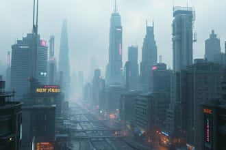 draw futuristic cyberpunk city and background art