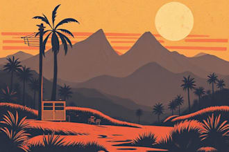 draw vintage and retro illustration style