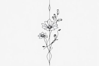 create minimalist line art tattoo with my style