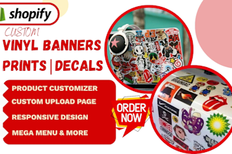 design custom vinyl banners magnets stickers prints decals shopify store website