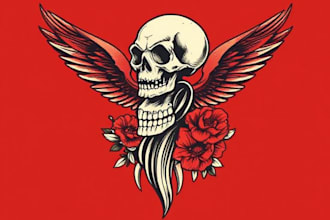 illustration in traditional tattoo or vintage graphic shirt design