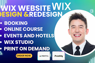 design redesign wix booking hotel restaurant event online courses pod website
