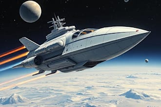 design spaceship, sci fi illustration and sci fi art