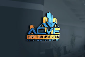 design custom construction, real estate, property and company logo