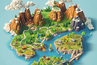 draw a awesome vector or isometric map illustration