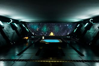 3d spaceship interior model, starship, military tank, hard surface model, yacht