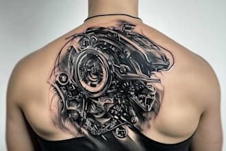 create sleeve tattoo design in geometric style