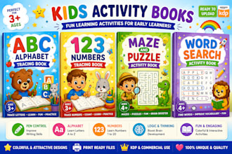 handwriting workbook kids activity book cover interior coloring book design KDP
