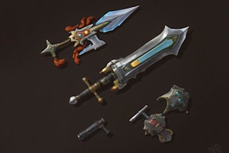 design creative concept art of weapons and items