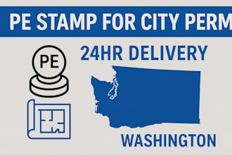 pe stamp for city permit approval in washington 24 hour delivery