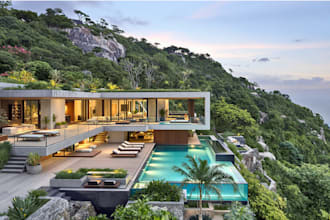 do realistic landscape, pool, garden, backyard patio design