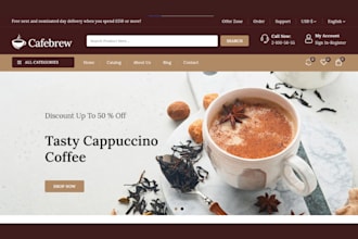 design private label coffee shopify store green tea store coffee shop website