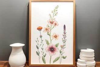 draw botanical illustrations of flowers, plants and fruits