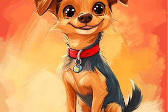 design a custom disney pet portrait illustration