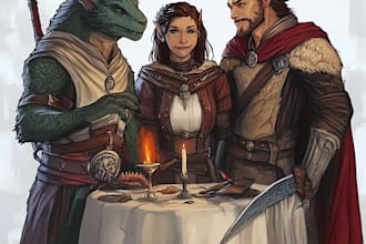 create dnd art, fantasy character for dnd party