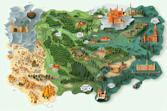 draw custom travel illustrated vector map design