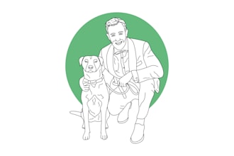 draw a custom line art portrait from your photo couple, family, or pet