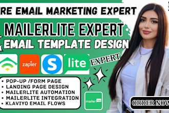 set up mailerlite automation, opt in forms, landing page, or klaviyo email flows