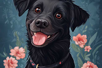 design a custom disney pet portrait illustration