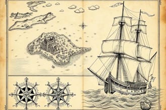draw any ship, or fantasy map illustration with cool details
