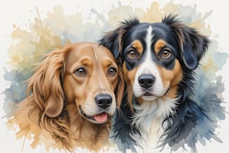 paint a watercolor painting portrait of your pets