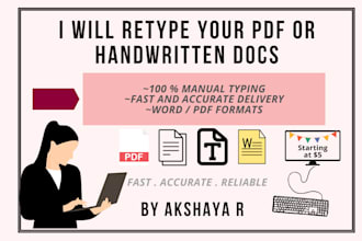 retype scanned, handwritten, or PDF documents into word