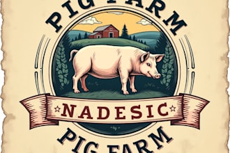 design high quality vintage pig farm logo with express delivery