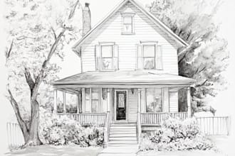 pencil or watercolor sketch your house