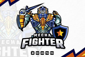 design micha robot fighter gaming esport logo