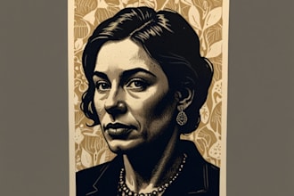 make custom portrait in linocut style