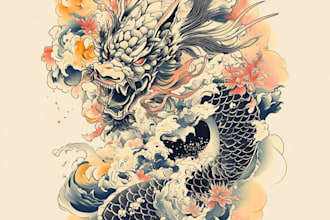 create your japanese custom tattoo design and illustration