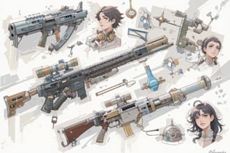 design creative concept art of weapons and items