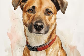 draw watercolor pet portrait