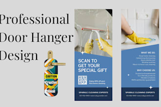 design door hanger, rack card, dl flyer, business leaflet, postcard, and banner