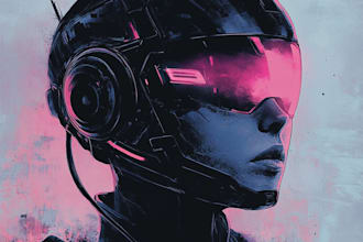 do cyberpunk, sci fi, robot, mecha character concept art